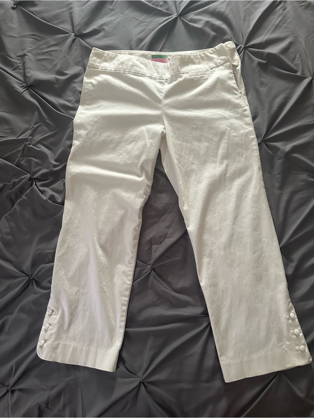 Lilly Pulitzer White Cropped Chinos with Button Hem